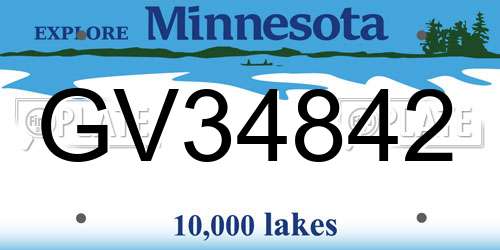 GV34842 Minnesota License Plate