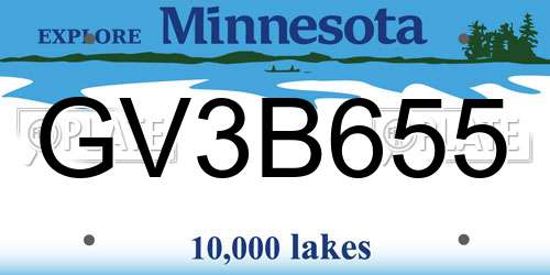GV3B655 Minnesota License Plate