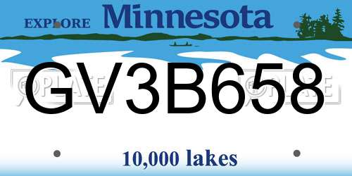 GV3B658 Minnesota License Plate