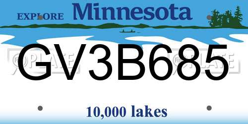 GV3B685 Minnesota License Plate