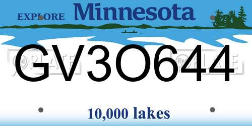 GV3O644 Minnesota License Plate
