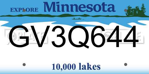 GV3Q644 Minnesota License Plate