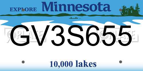 GV3S655 Minnesota License Plate