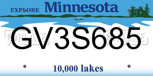 GV3S685 Minnesota License Plate