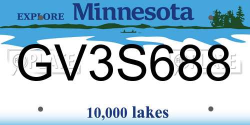 GV3S688 Minnesota License Plate