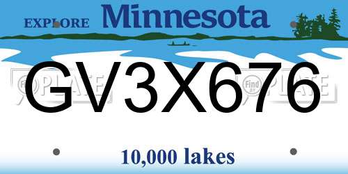 GV3X676 Minnesota License Plate