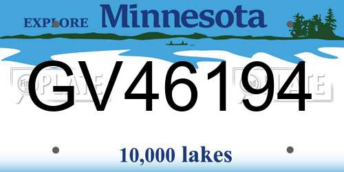 GV46194 Minnesota License Plate