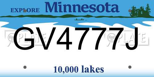 GV4777J Minnesota License Plate