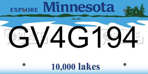 GV4G194 Minnesota License Plate