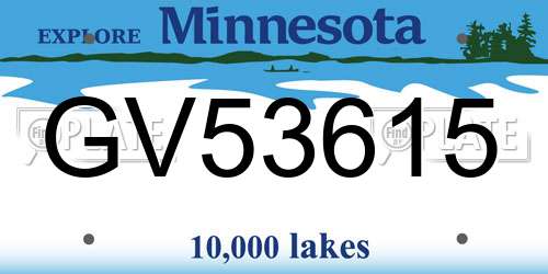GV53615 Minnesota License Plate