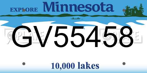 GV55458 Minnesota License Plate