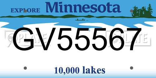 GV55567 Minnesota License Plate
