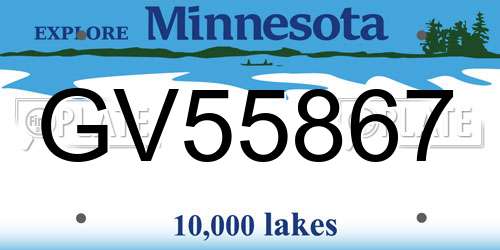 GV55867 Minnesota License Plate