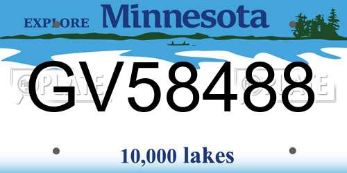 GV58488 Minnesota License Plate