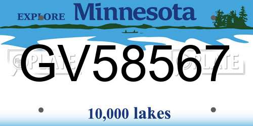 GV58567 Minnesota License Plate