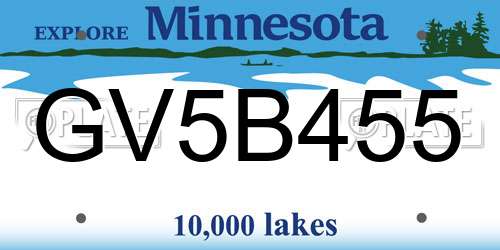 GV5B455 Minnesota License Plate