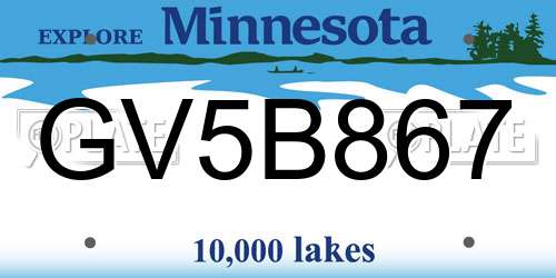 GV5B867 Minnesota License Plate