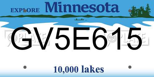 GV5E615 Minnesota License Plate