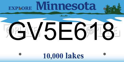 GV5E618 Minnesota License Plate