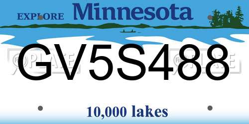 GV5S488 Minnesota License Plate