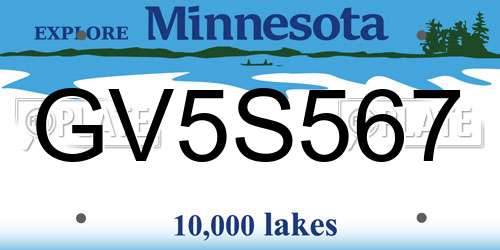 GV5S567 Minnesota License Plate