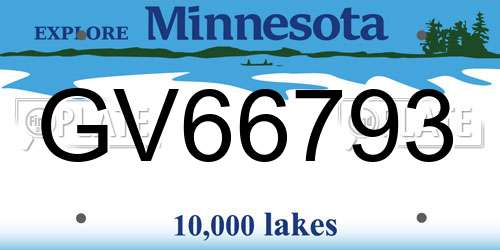 GV66793 Minnesota License Plate