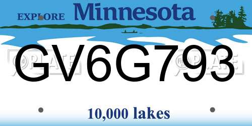 GV6G793 Minnesota License Plate