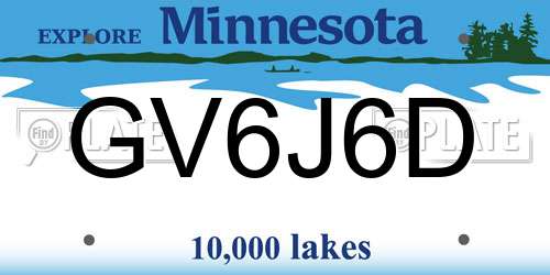 GV6J6D Minnesota License Plate