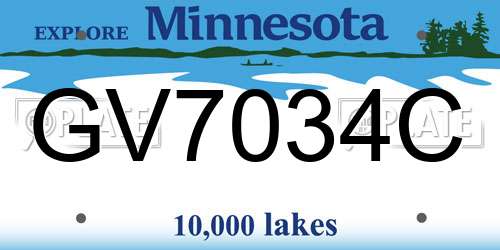 GV7034C Minnesota License Plate