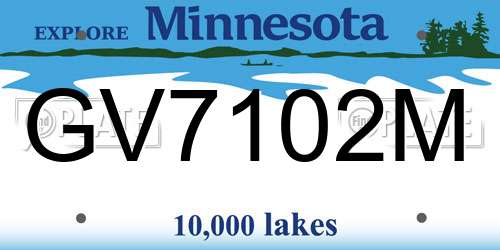 GV7102M Minnesota License Plate