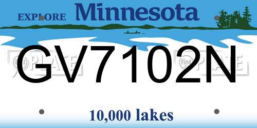 GV7102N Minnesota License Plate