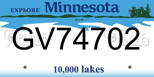 GV74702 Minnesota License Plate