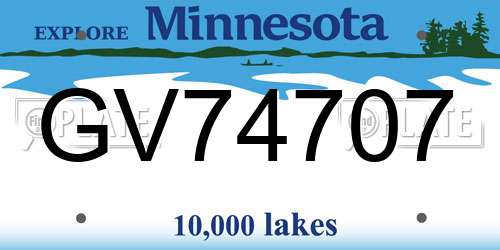 GV74707 Minnesota License Plate