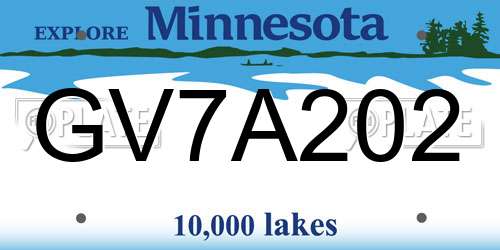 GV7A202 Minnesota License Plate