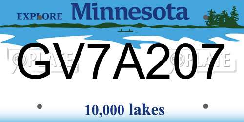 GV7A207 Minnesota License Plate