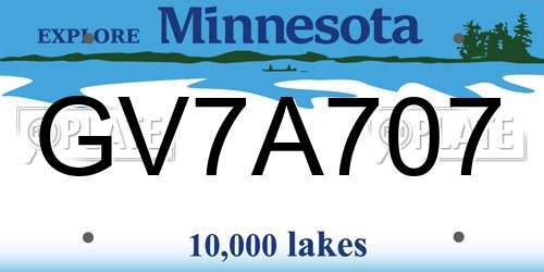 GV7A707 Minnesota License Plate