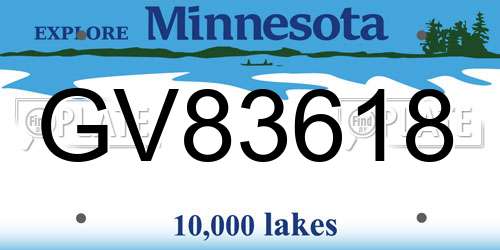 GV83618 Minnesota License Plate