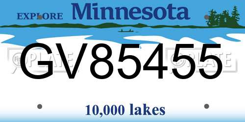 GV85455 Minnesota License Plate
