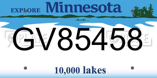 GV85458 Minnesota License Plate