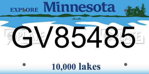 GV85485 Minnesota License Plate