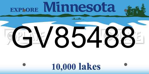 GV85488 Minnesota License Plate