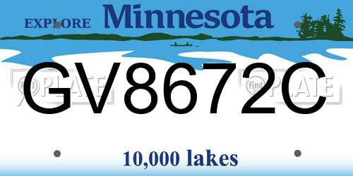 GV8672C Minnesota License Plate