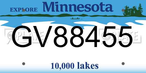 GV88455 Minnesota License Plate