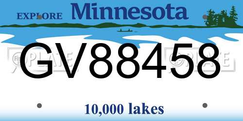 GV88458 Minnesota License Plate
