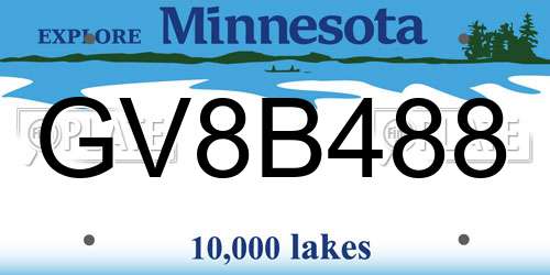 GV8B488 Minnesota License Plate