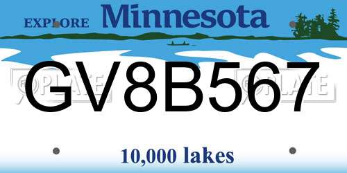 GV8B567 Minnesota License Plate