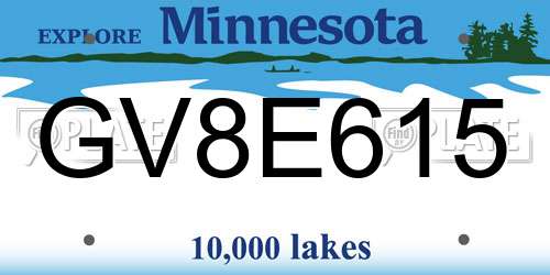 GV8E615 Minnesota License Plate