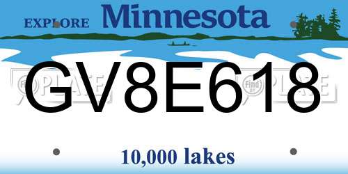 GV8E618 Minnesota License Plate