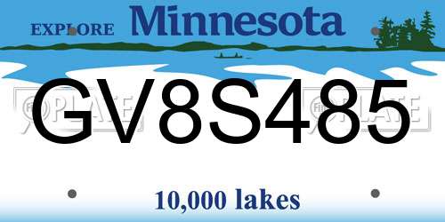 GV8S485 Minnesota License Plate