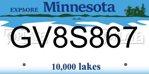 GV8S867 Minnesota License Plate